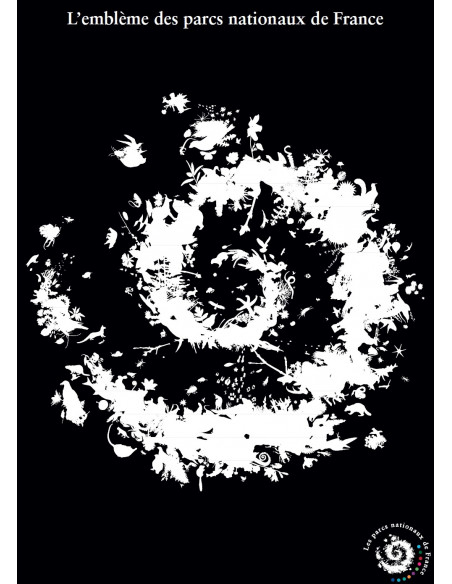 poster emblème des parcs nationaux français fond noir