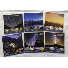 collection de 6 cartes postales sur la nuit et le ciel étoilé