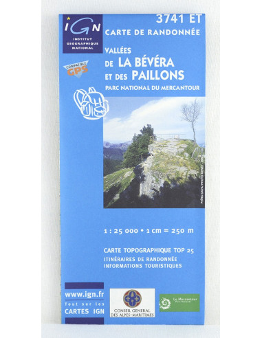carte IGN TOP 25 3741 ET vallées de la Bévéra et des Paillons Parc national du Mercantour