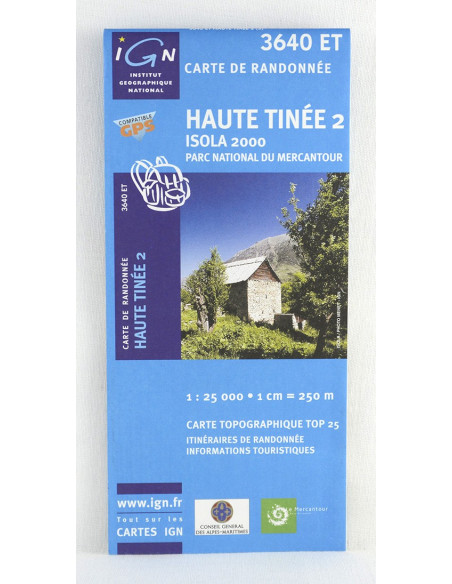 carte IGN TOP 25 3640 ET haute Tinée 2, Isola 2000, Parc national du Mercantour