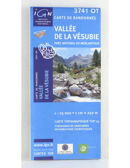 carte IGN TOP 25 3741 OT vallée de la Vésubie, Parc national du Mercantour